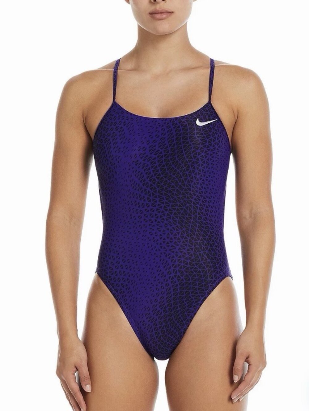 Nike Women's Hydrastrong Delta Racerback One Piece Swimsuit Court Purple Sz 12
